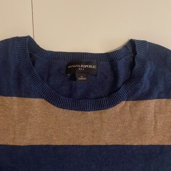 Banana republic mens cl blue and dark tan sweater shirt long sleeve - Picture 5 of 10